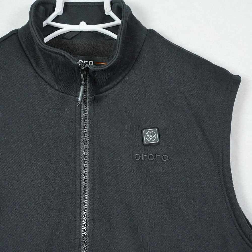 Ororo Men's XL Heated Vest Black Full Zip Fleece Lined with Battery and Charger